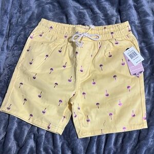Vibrant Yellow Palm Print Men's Shorts